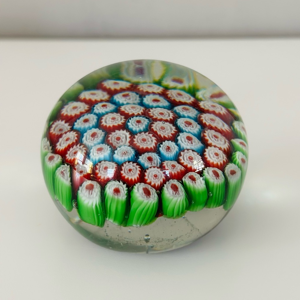 GREEN SALE 🍀 Vintage Italian Millefiori Murano Art Paperweight
